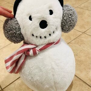 Plush Snowman with Striped Scarf and Earmuffs